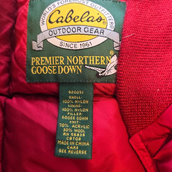 Cabela's Premier Northern Goose Down Vest Men's XLT Red Puffer Zip Up Outdoors - Picture 5 of 12